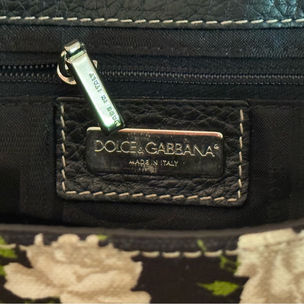 Dolce & Gabbana Floral Canvas & Leather Shoulder Bag Black Multi EUC MSRP $2200 - Picture 12 of 16